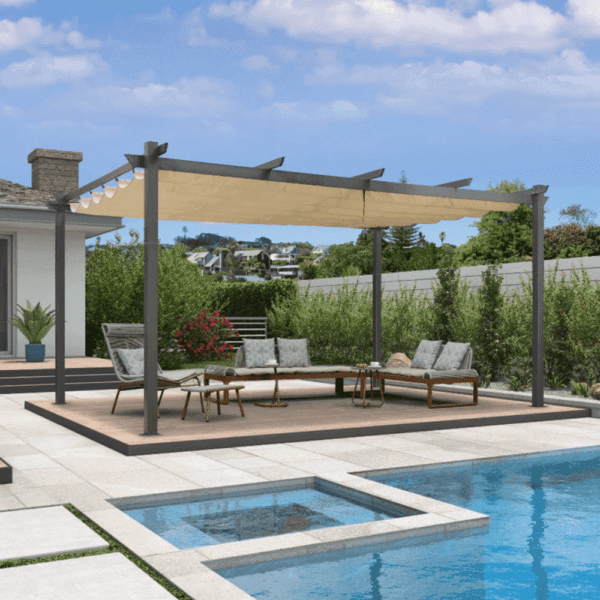 Retractable Pergola 12x16 ft Aluminum Frame Garden Shade